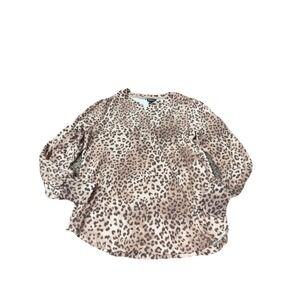 Women's BUFFALO DAVID BITTON Animal Print V Neck Cozy Stretchy Sweater M